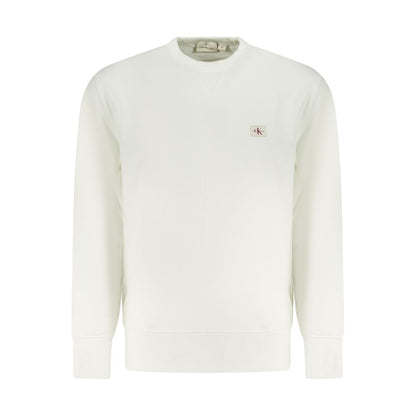 Calvin Klein White Cotton Men Sweater with CK logo, long-sleeve, brushed cotton, eco-friendly fashion