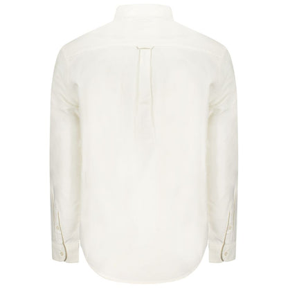 Tommy Hilfiger White Cotton Men Shirt, back view of elegant long sleeve design with button details and classic collar.