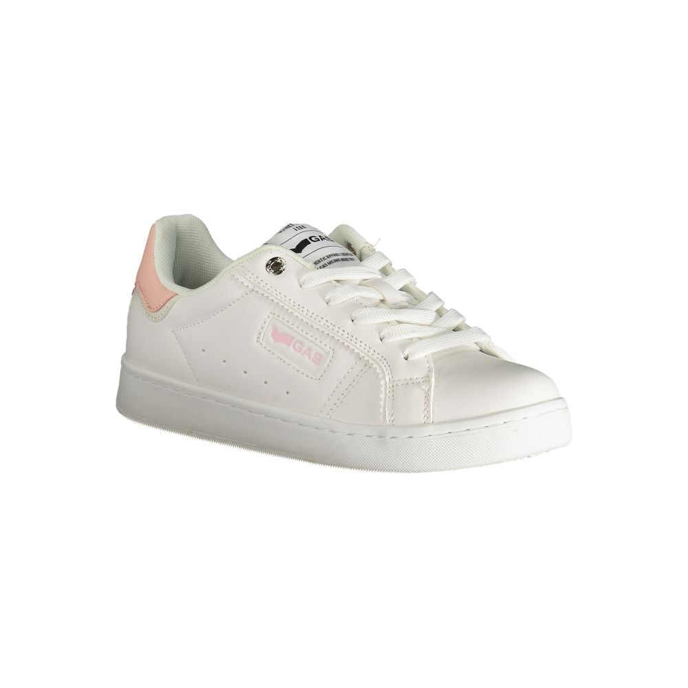 Gas White Polyester Women Sneaker with pink accents and unique print design