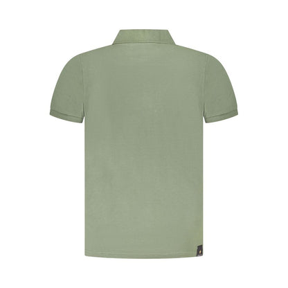 Back view of Accademia Militare Green Cotton Polo Shirt with short sleeves and logo detail