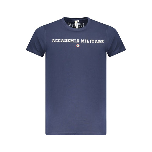 Accademia Militare Blue Cotton T-Shirt with crew neck, short sleeves, and logo print