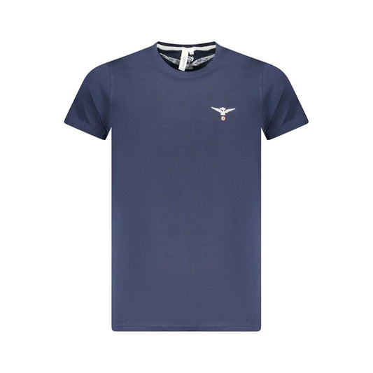Accademia Militare Blue Cotton T-Shirt with eagle ball logo, crew neck, short sleeves.