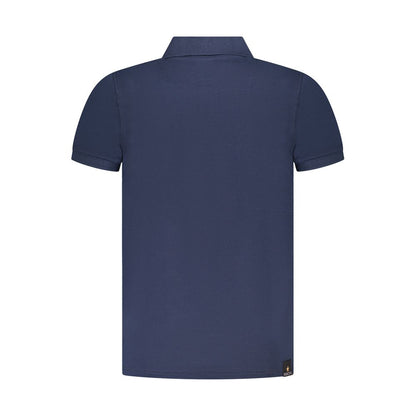 Back view of Accademia Militare Blue Cotton Polo Shirt, short sleeve, 3 buttons with logo.