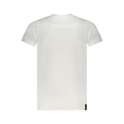Accademia Militare White Cotton T-Shirt with short sleeves, crew neck, and printed logo, rear view.