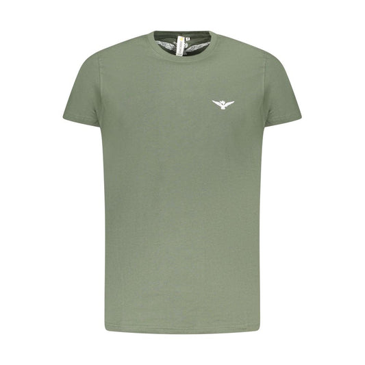 Accademia Militare Green Cotton T-Shirt with eagle logo, short sleeve and crew neck design. Perfect casual wear.