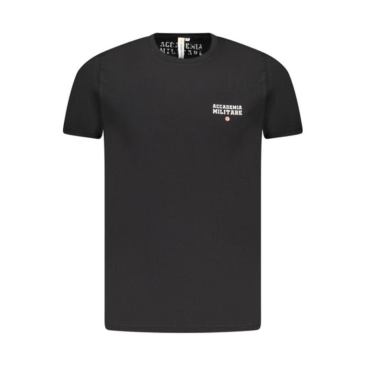 Accademia Militare Black Cotton T-Shirt, short sleeve, crew neck, logo print