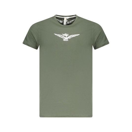 Alt Tag: Accademia Militare Green Cotton T-Shirt with eagle print, short sleeves, and crew neck.