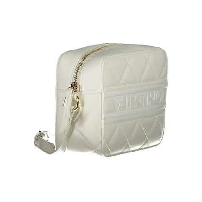 Mario Valentino White Polyethylene Handbag with adjustable shoulder strap, internal pockets, contrasting details, and zip closure.
