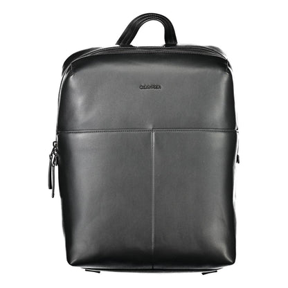 Calvin Klein Black Polyethylene Backpack with adjustable straps, external pockets, and logo.