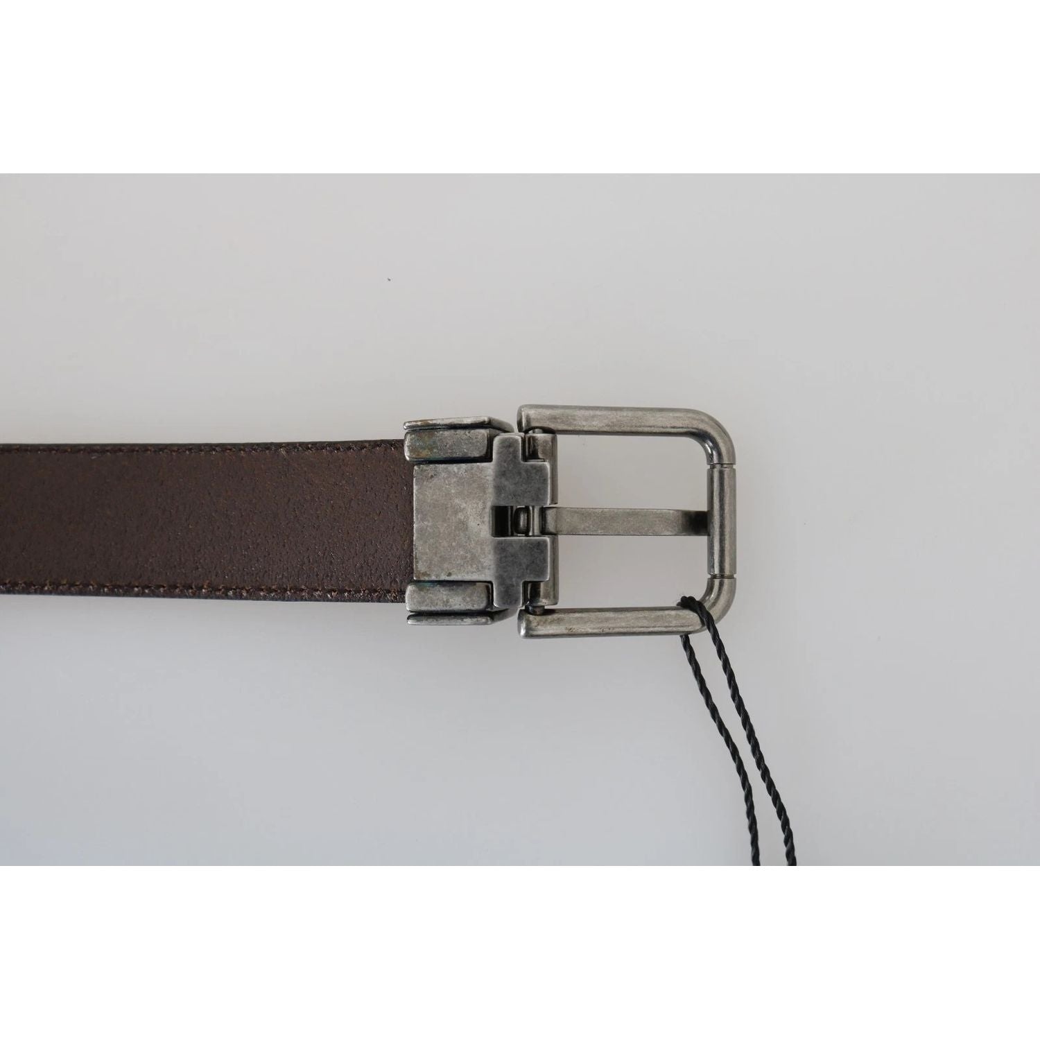 Dolce & Gabbana Blue Perforated Leather Gray Buckle Belt