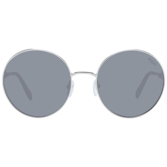 Alt Tag: Emilio Pucci Gray Women Sunglass, round full-rim metal frame, grey lenses, 100% UVA & UVB protection.