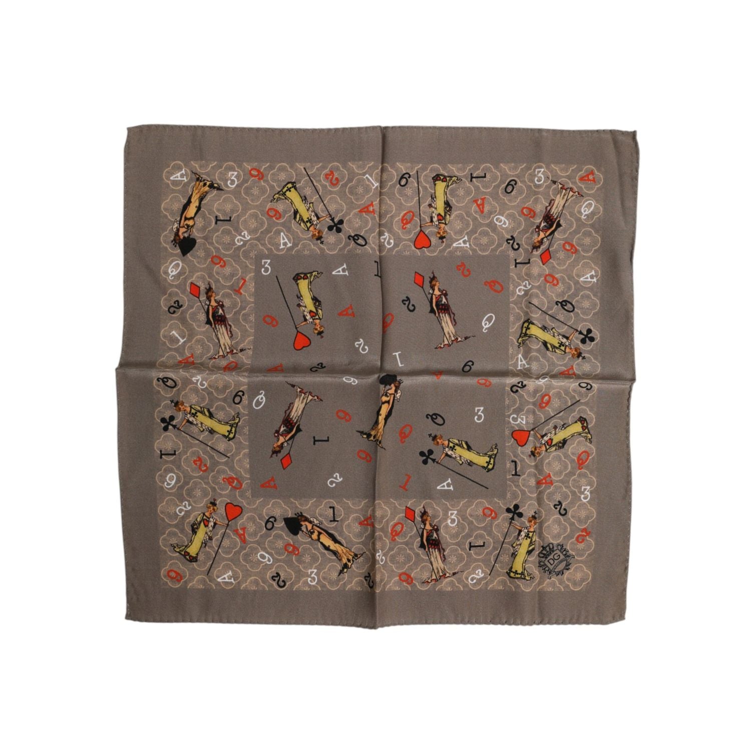 Dolce & Gabbana Brown Silk Printed Square Men Foulard Scarf