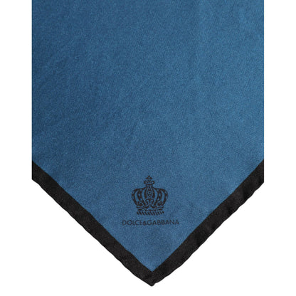 Dolce & Gabbana Blue DG Crown Silk Square Men Foulard Scarf