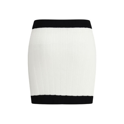 Balmain White Viscose Mini Skirt