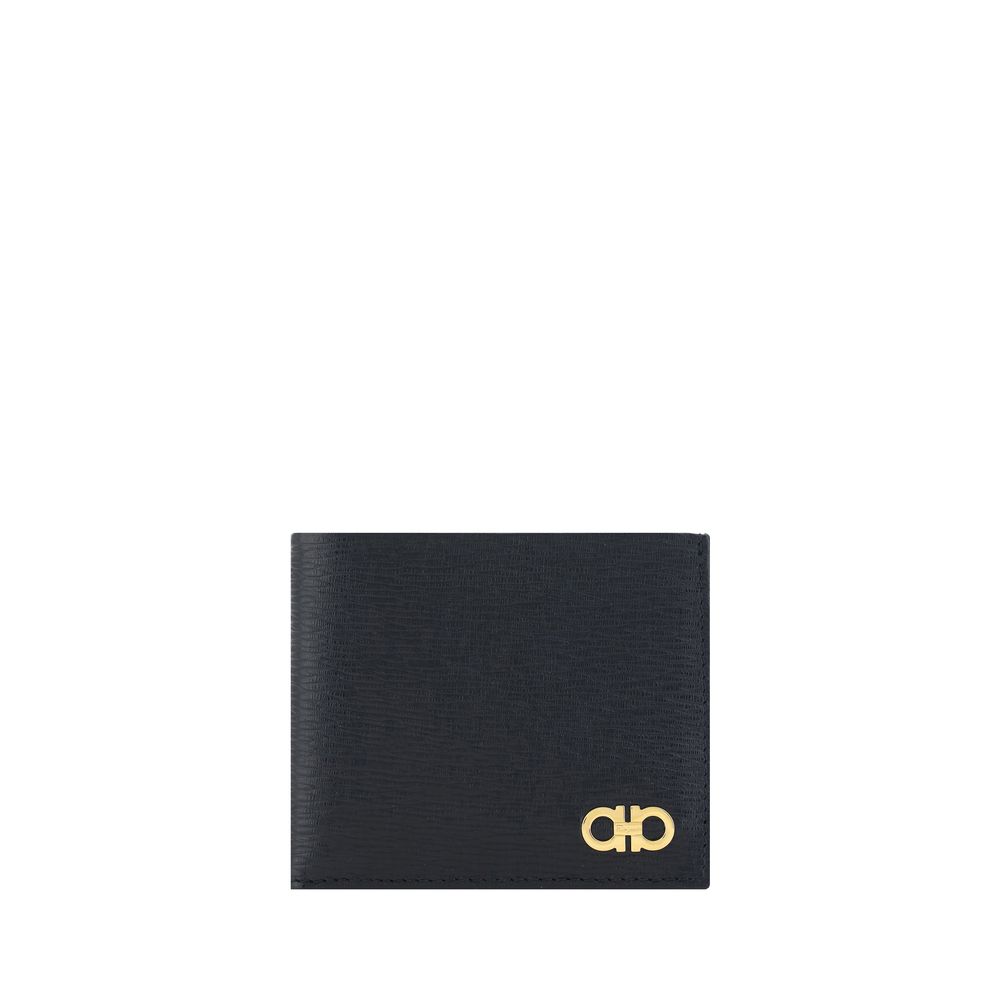 Ferragamo Black Calf Leather Bos Taurus Wallet