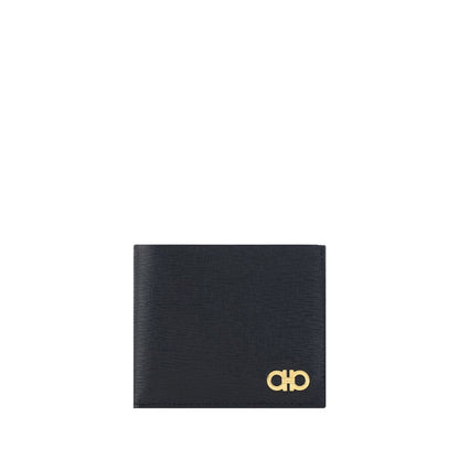 Ferragamo Black Calf Leather Bos Taurus Wallet