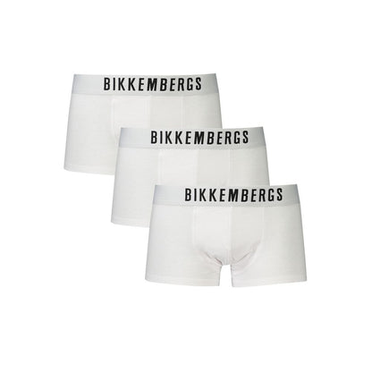 Bikkembergs White Cotton Underwear Boxer Parigamba Tri-Pack with Elastic Waistband and Logo Print