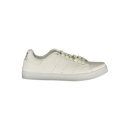 Norway 1963 White Polyester Sneaker with laces and logo print, featuring contrast details. Stylish sports footwear ideal for casual wear.