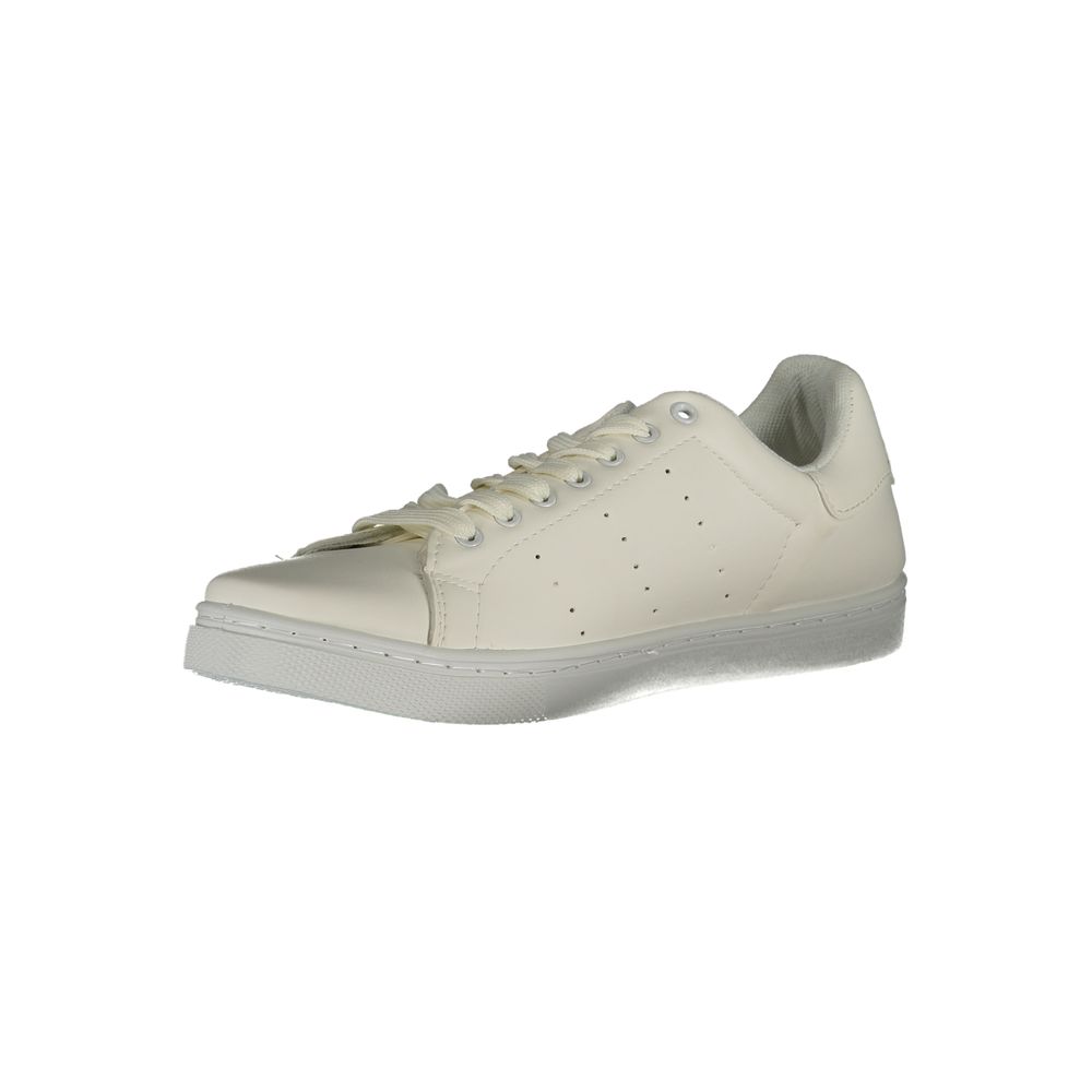 Norway 1963 White Polyester Sneaker with laces, contrast details, print, and logo displayed on a white background.