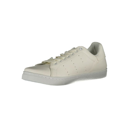 Norway 1963 White Polyester Sneaker with laces, contrast details, print, and logo displayed on a white background.