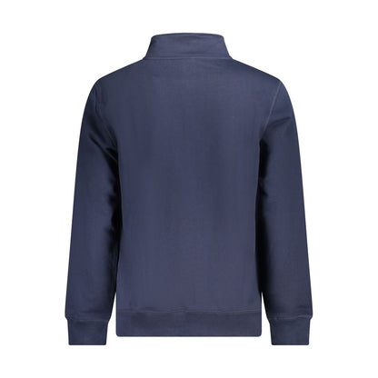 Back view of North Sails Blue Cotton Men Sweater showcasing stylish design and comfort.