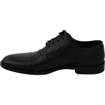 Dolce & Gabbana Black Leather Derby Formal Shoes Dress Shoes