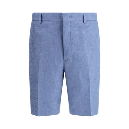 Fendi Light Blue Linen Bermuda Shorts