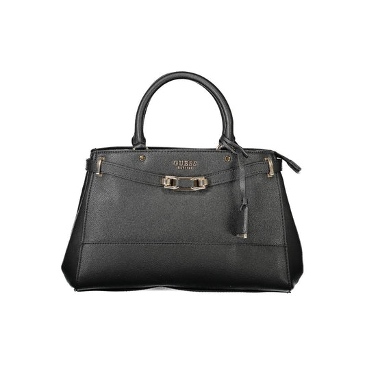 Guess Jeans Black Polyethylene Handbag with handles, adjustable strap, and logo detailing