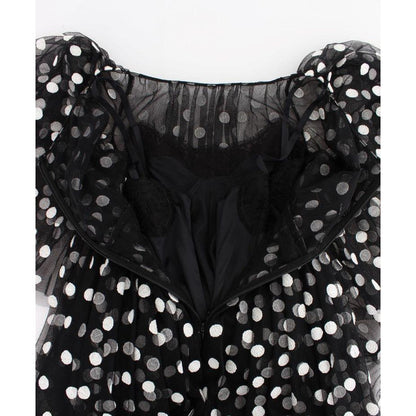 Dolce & Gabbana Black White Polka Dotted Ruffled Dress
