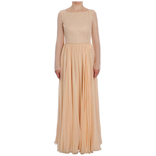 Dolce & Gabbana Beige Silk Ball Gown Full Length Dress NOC10161-1