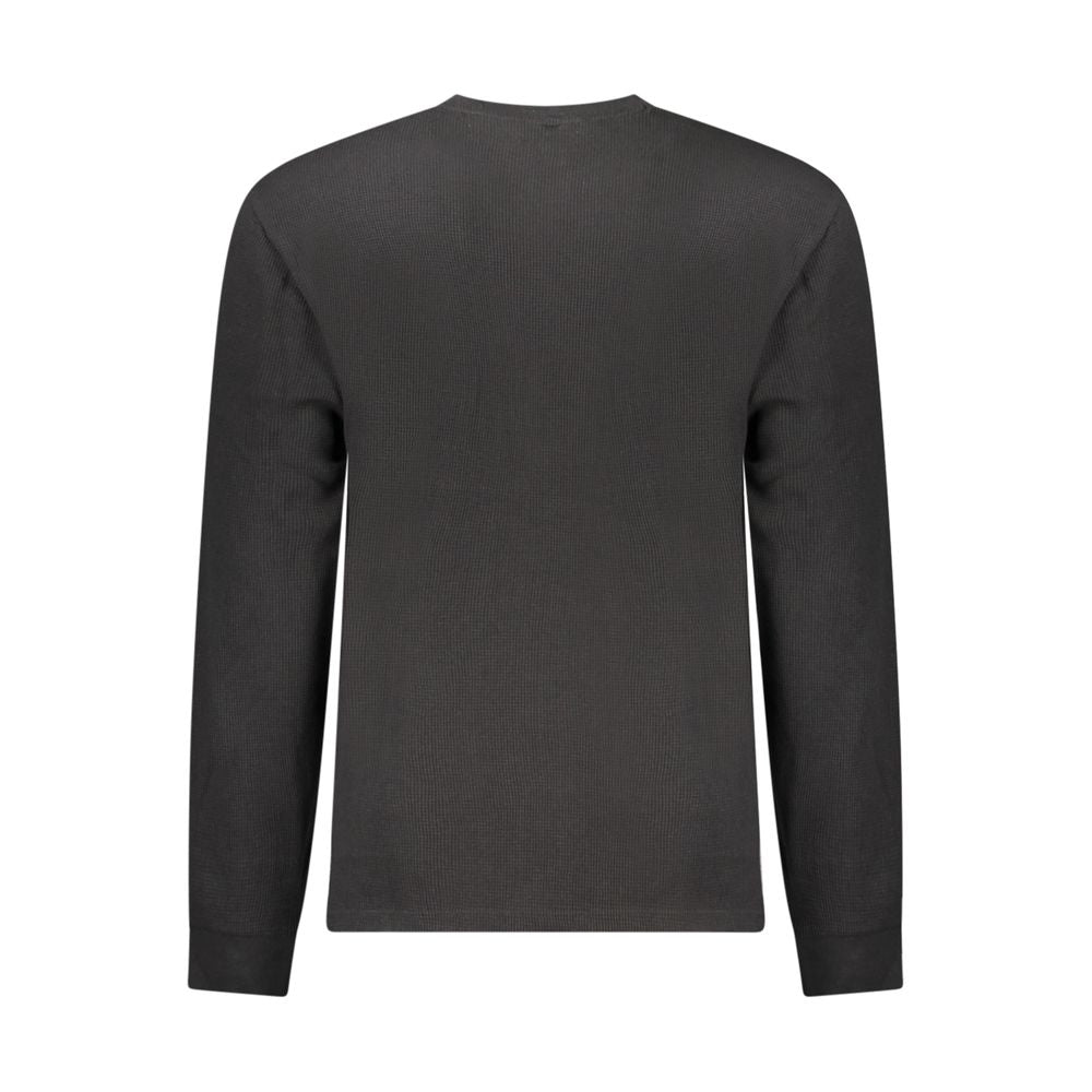 Back view of Calvin Klein Black Cotton Men Sweater, showcasing long sleeves and modern design.