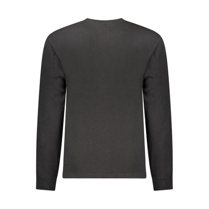 Back view of Calvin Klein Black Cotton Men Sweater, showcasing long sleeves and modern design.