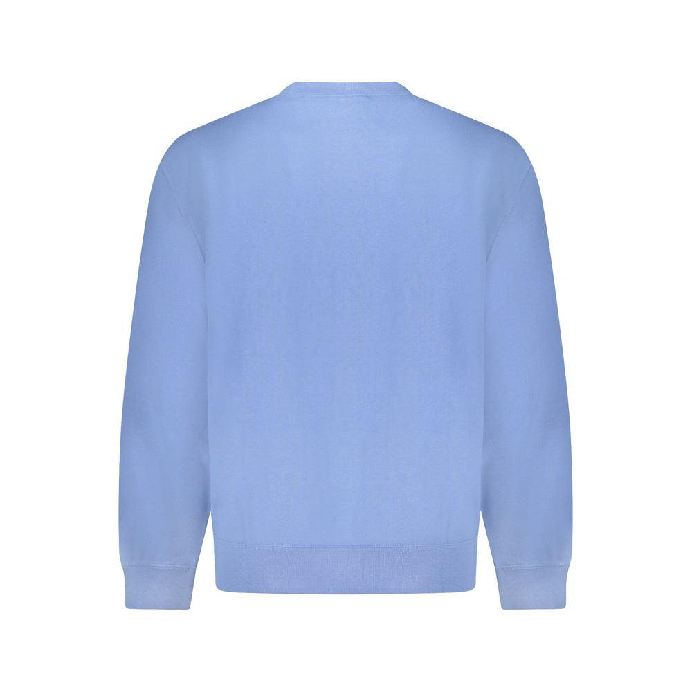 Calvin Klein Blue Cotton Men Sweater back view showcasing stylish design and sustainability in a vibrant hue.