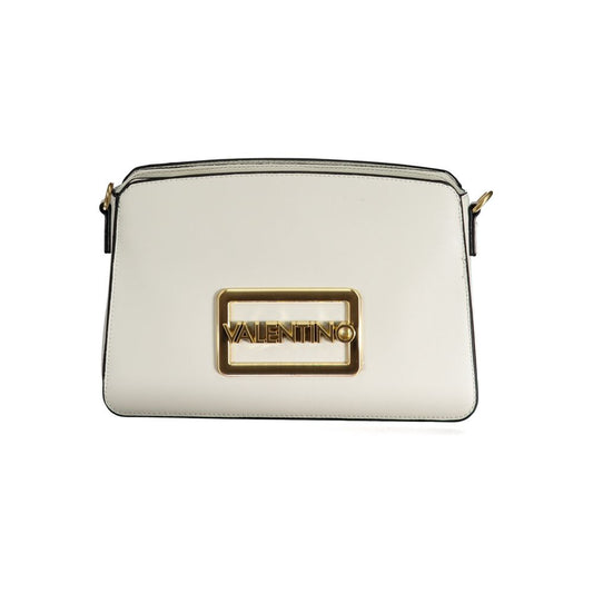 Mario Valentino White Polyethylene Handbag with removable shoulder handle and contrast details. Stylish and versatile fashion accessory.