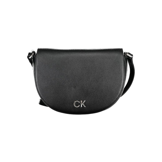 Calvin Klein Black Polyethylene Handbag with adjustable shoulder strap and magnet closure