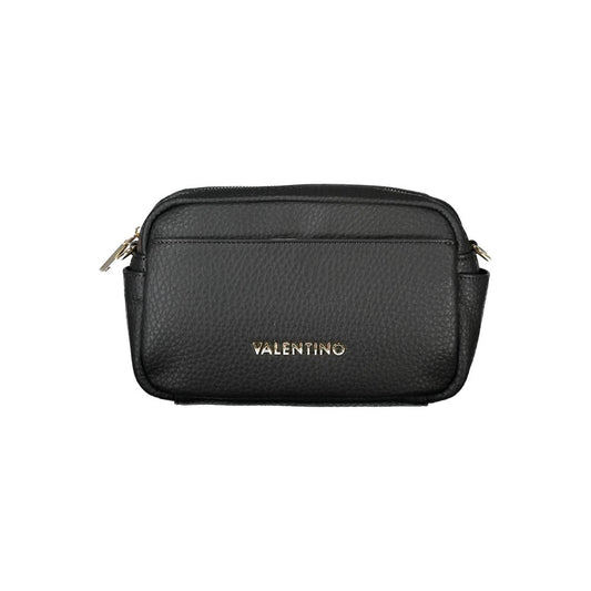 Mario Valentino Black Polyethylene Handbag with adjustable shoulder strap, external and internal pockets, zip closure, and contrasting details.