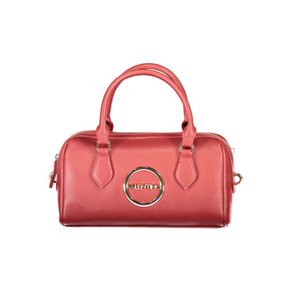 Mario Valentino Red Polyethylene Handbag with dual handles, adjustable strap, internal pockets, and zip closure featuring logo