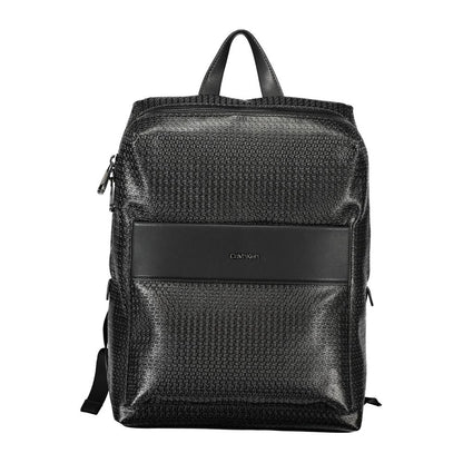 Calvin Klein Black Polyester Backpack with 1 handle, adjustable straps, external and internal pockets, and laptop compartment.