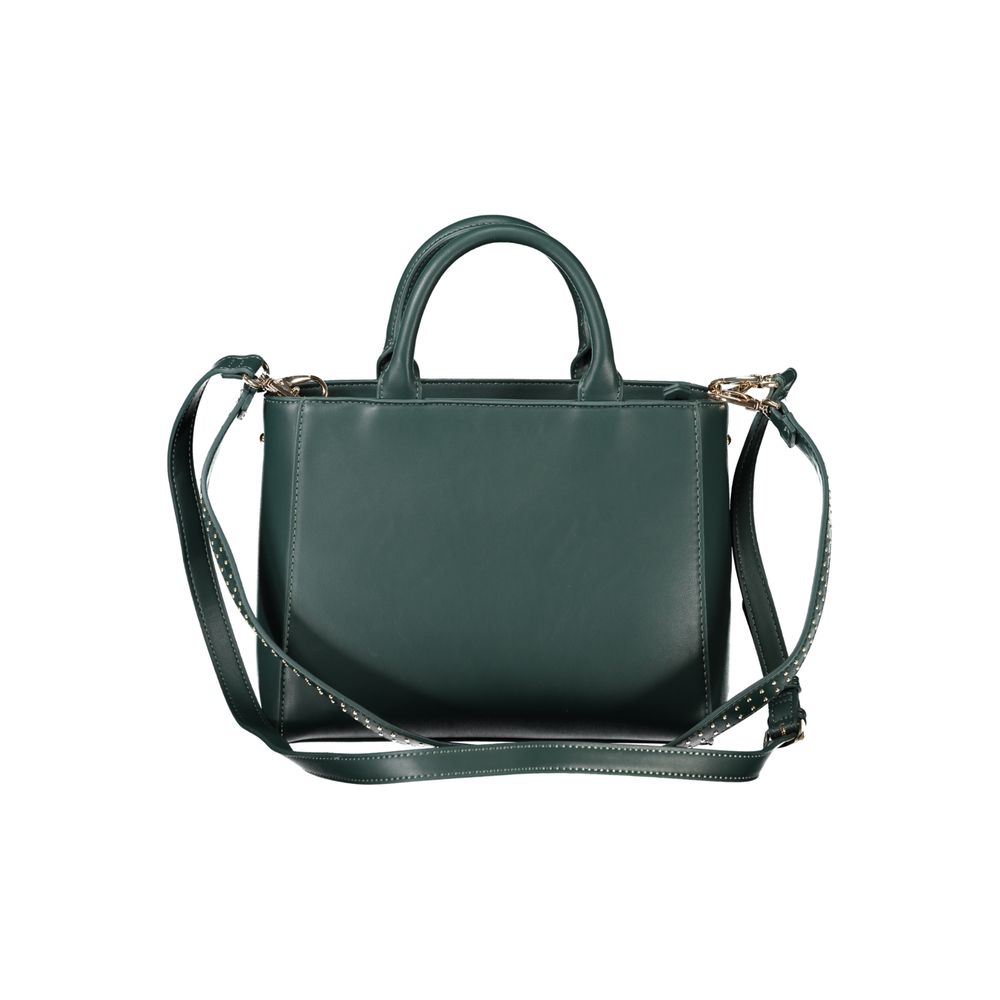 Mario Valentino Green Polyethylene Handbag with shoulder strap, handles, internal pocket, zip closure, contrasting details, logo visible.
