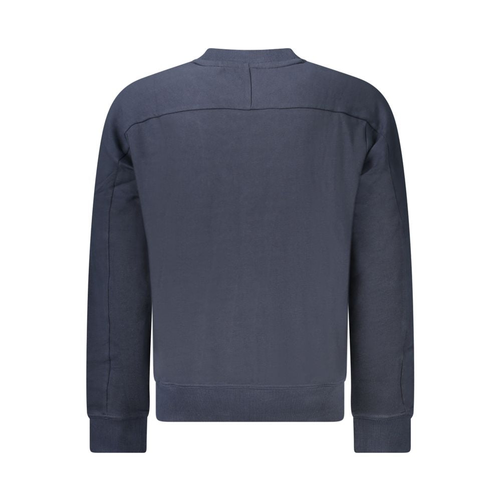 Hugo Boss Blue Cotton Men Sweater - Back View showcasing organic cotton material and sleek design.