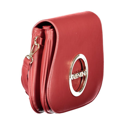 Mario Valentino Red Polyethylene Handbag with logo, featuring adjustable and removable shoulder strap, two compartments, and zip closure.