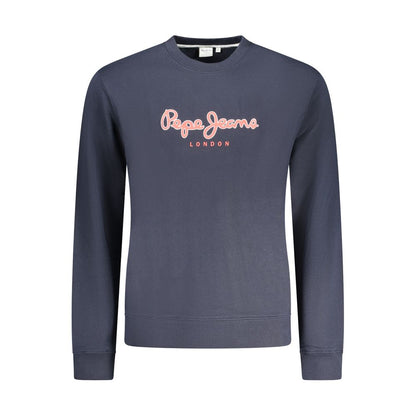 Alt Tag: Pepe Jeans Blue Cotton Men Sweater with logo, long sleeves, crew neck, and bold design.