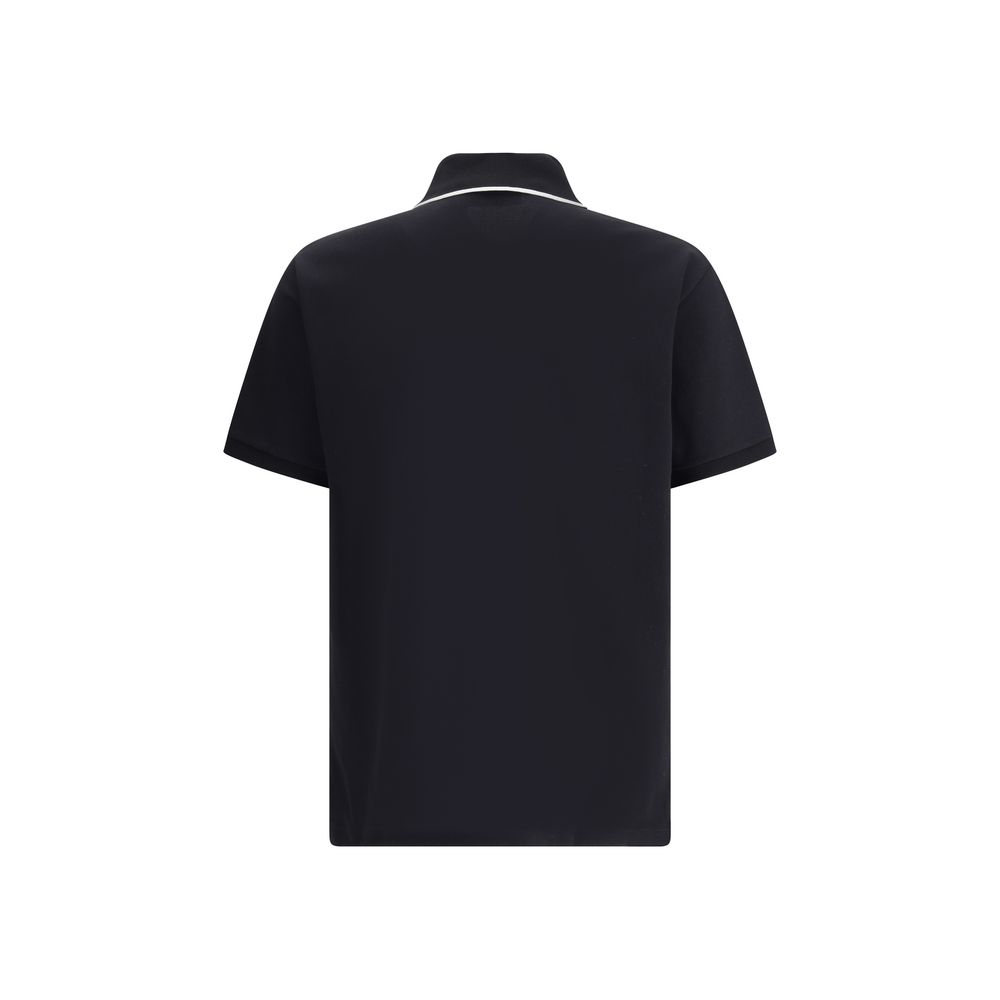 Back view of Gucci Black Cotton Polo Shirt with classic collar and contrasting monogram, perfect for sporty elegance and style.
