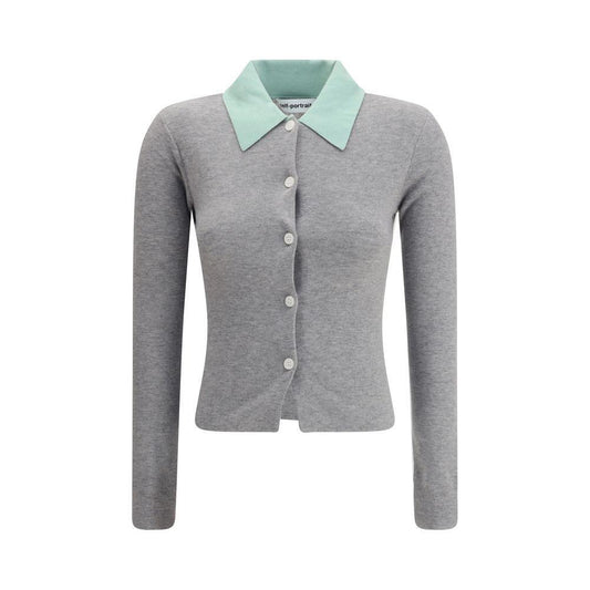Self-Portrait Merino wool Cardigan SE-PF25097CGRGREY-M