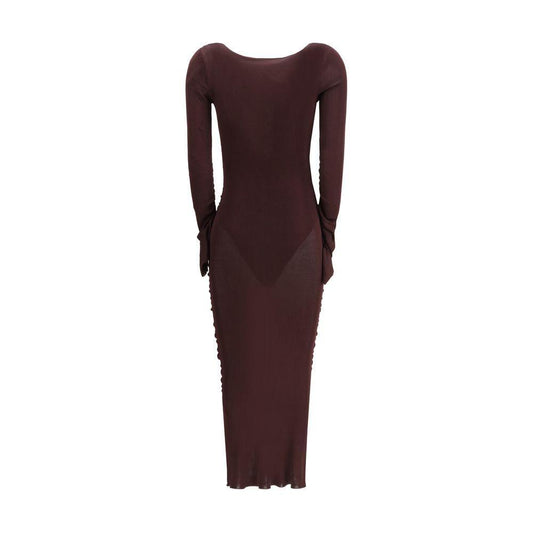 Self-Portrait Draped knit Dress SE-PF25098MBRBROWN-S