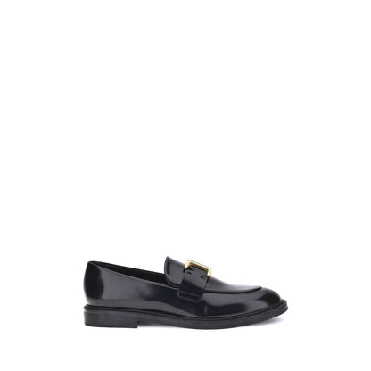 Chloé Black Calf Leather Bos Taurus Slip-On Loafers