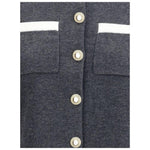 Self-Portrait Contrast collar Cardigan SE-PF25048CGRGREY-M