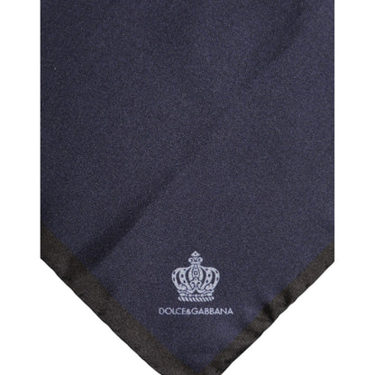 Dolce & Gabbana Blue DG Crown Silk Square Men Foulard Scarf