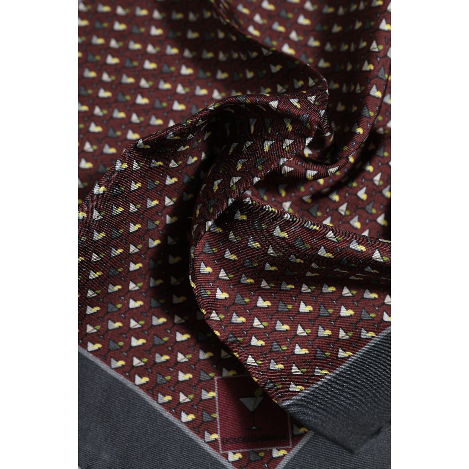Dolce & Gabbana Maroon Cocktail Silk Square Foulard Scarf