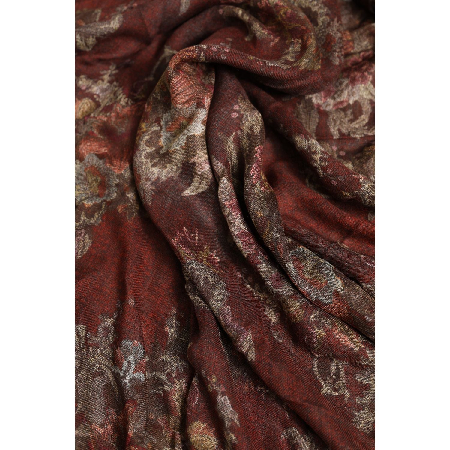 Dolce & Gabbana Maroon Floral Neck Warmer Foulard Scarf